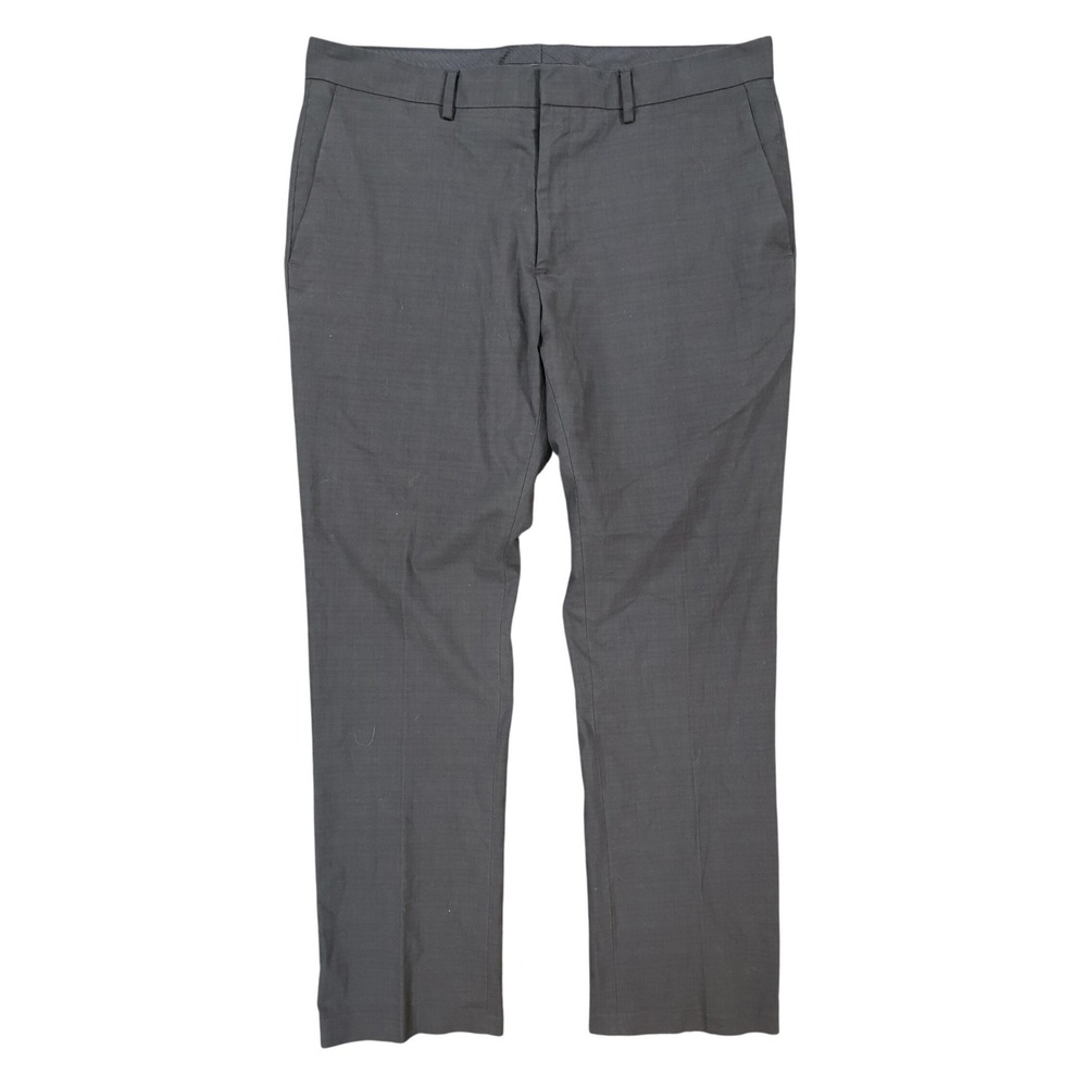 Reaction Kenneth Cole Dress Pants Mens 38x32 Gray Poly Viscose Stretch Slim Fit